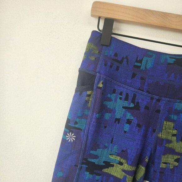 Athleta Dobby Be Free Knicker Blue Cropped Pants Leggings Tights Women's XS - Picture 4 of 10